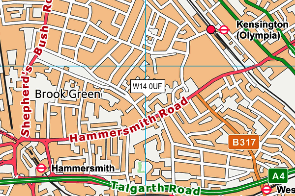 W14 0UF map - OS VectorMap District (Ordnance Survey)