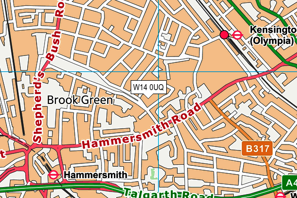 W14 0UQ map - OS VectorMap District (Ordnance Survey)