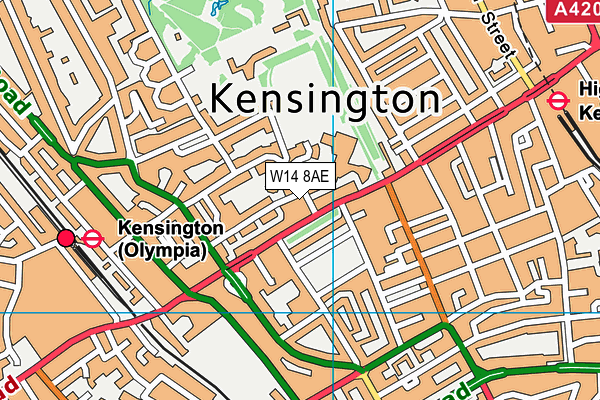 W14 8AE map - OS VectorMap District (Ordnance Survey)