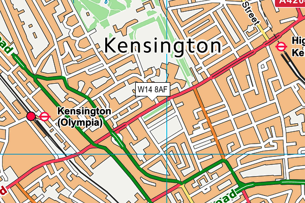 W14 8AF map - OS VectorMap District (Ordnance Survey)