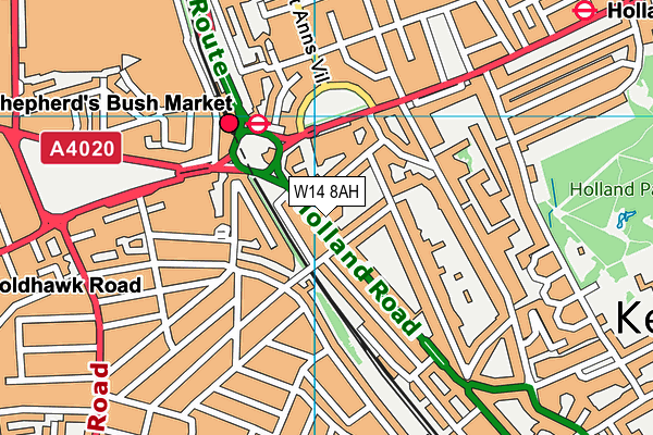 W14 8AH map - OS VectorMap District (Ordnance Survey)