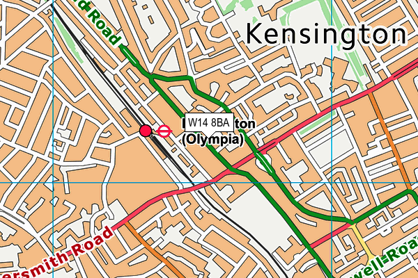 W14 8BA map - OS VectorMap District (Ordnance Survey)