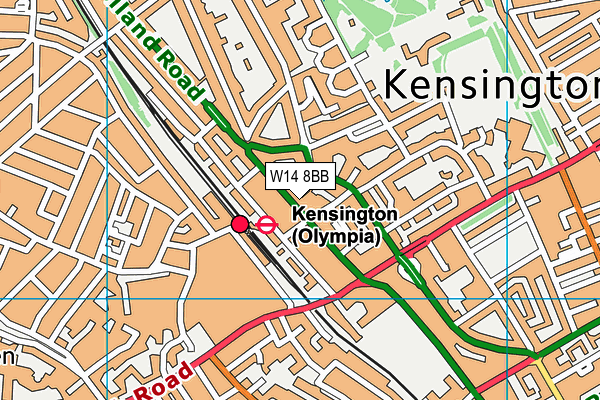 W14 8BB map - OS VectorMap District (Ordnance Survey)