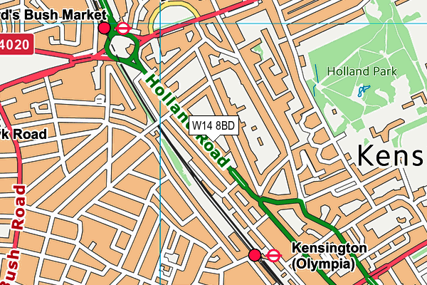 W14 8BD map - OS VectorMap District (Ordnance Survey)