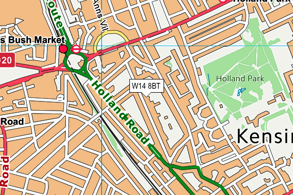 W14 8BT map - OS VectorMap District (Ordnance Survey)