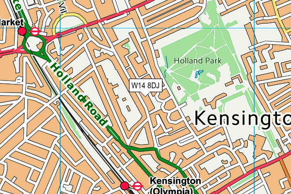 W14 8DJ map - OS VectorMap District (Ordnance Survey)