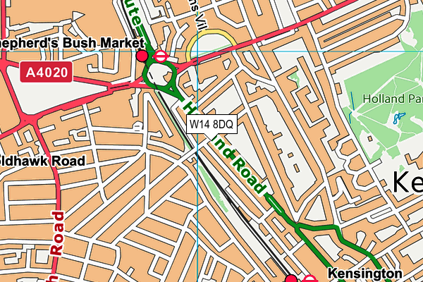 W14 8DQ map - OS VectorMap District (Ordnance Survey)