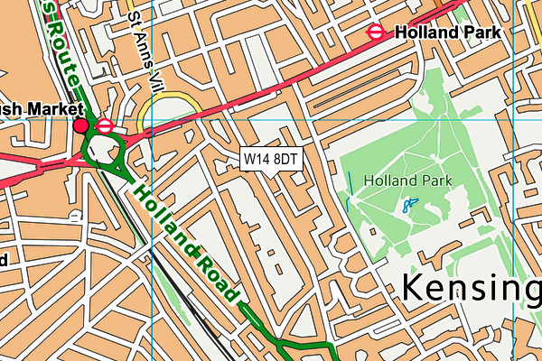 W14 8DT map - OS VectorMap District (Ordnance Survey)