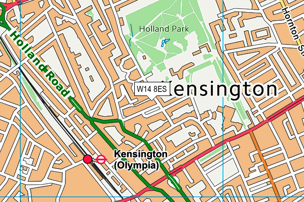 W14 8ES map - OS VectorMap District (Ordnance Survey)