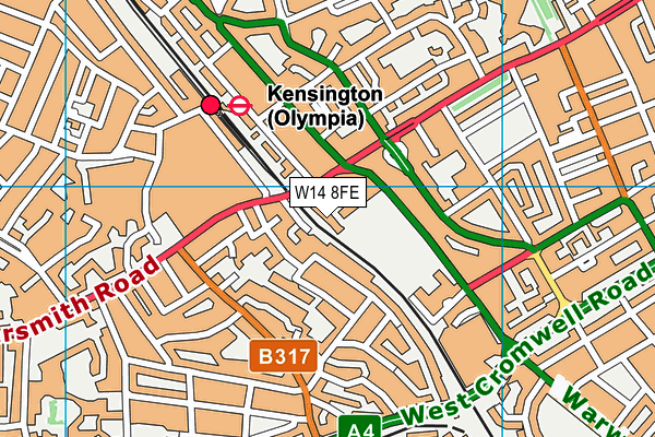 W14 8FE map - OS VectorMap District (Ordnance Survey)