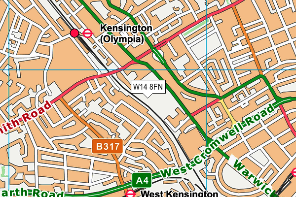 W14 8FN map - OS VectorMap District (Ordnance Survey)