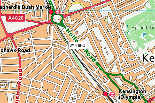 W14 8HD map - OS VectorMap District (Ordnance Survey)