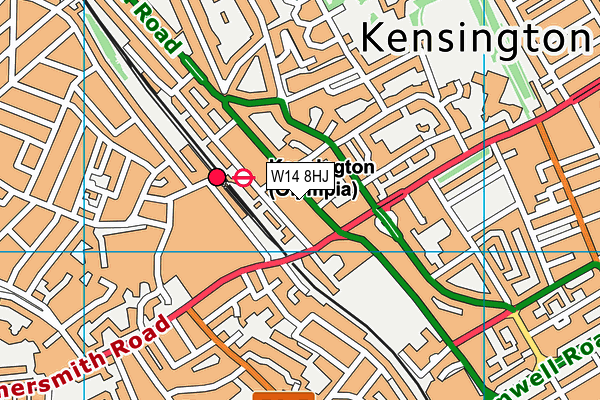 W14 8HJ map - OS VectorMap District (Ordnance Survey)