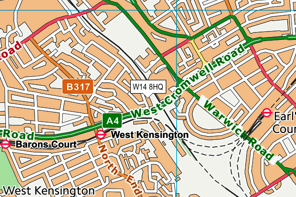 W14 8HQ map - OS VectorMap District (Ordnance Survey)