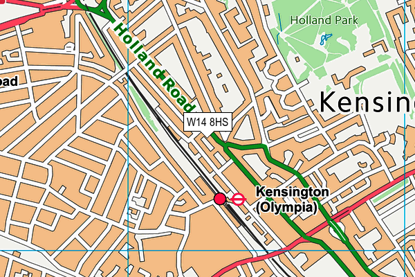 W14 8HS map - OS VectorMap District (Ordnance Survey)