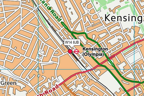 W14 8JB map - OS VectorMap District (Ordnance Survey)