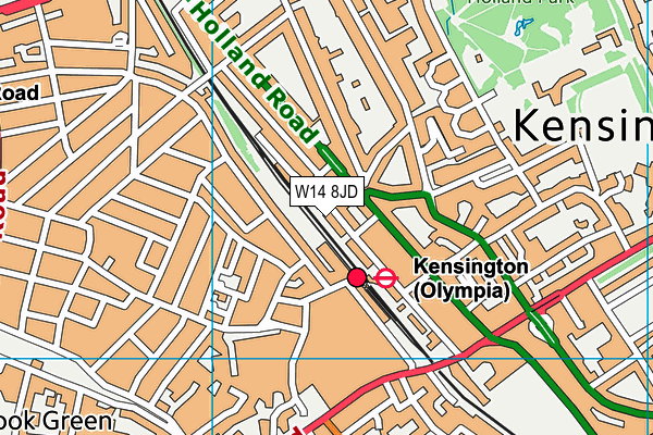 W14 8JD map - OS VectorMap District (Ordnance Survey)