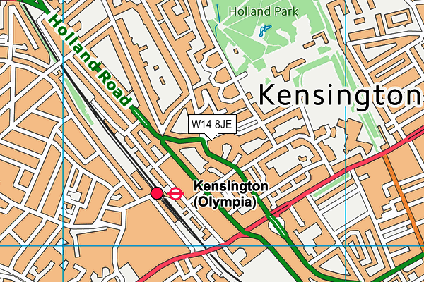 W14 8JE map - OS VectorMap District (Ordnance Survey)
