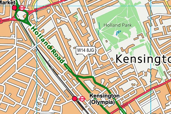 W14 8JG map - OS VectorMap District (Ordnance Survey)