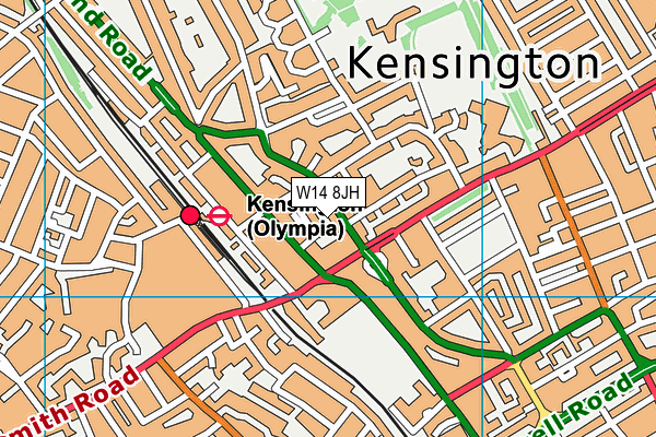 W14 8JH map - OS VectorMap District (Ordnance Survey)