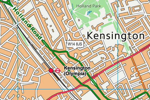 W14 8JS map - OS VectorMap District (Ordnance Survey)