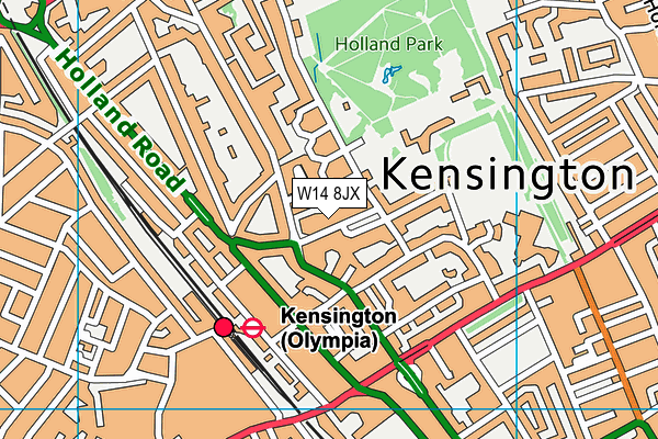 W14 8JX map - OS VectorMap District (Ordnance Survey)