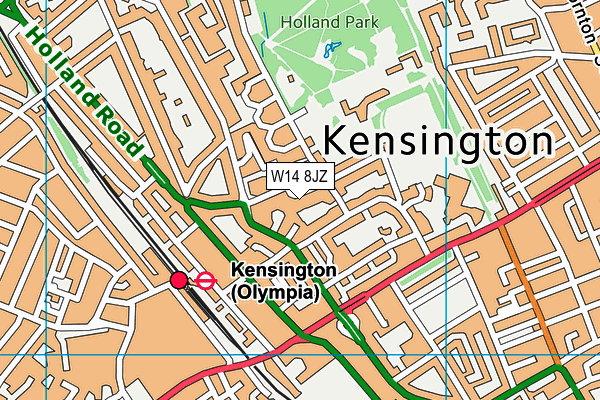 W14 8JZ map - OS VectorMap District (Ordnance Survey)