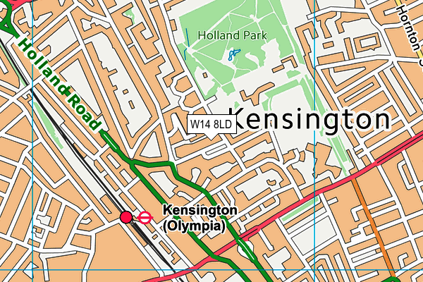 W14 8LD map - OS VectorMap District (Ordnance Survey)