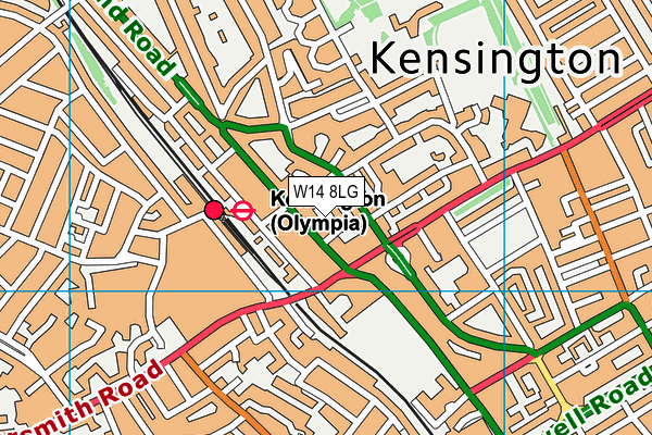 W14 8LG map - OS VectorMap District (Ordnance Survey)