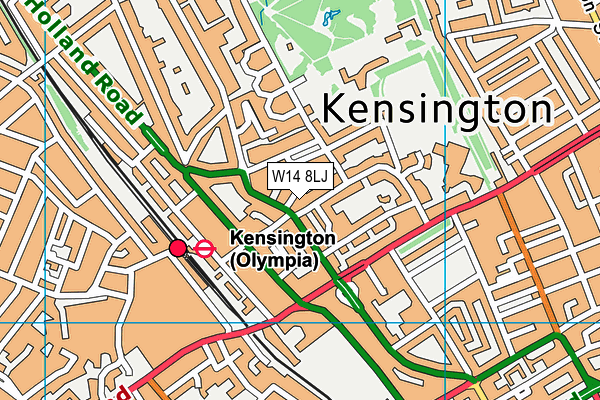 W14 8LJ map - OS VectorMap District (Ordnance Survey)