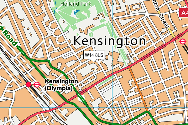 W14 8LS map - OS VectorMap District (Ordnance Survey)