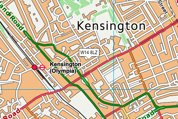 W14 8LZ map - OS VectorMap District (Ordnance Survey)