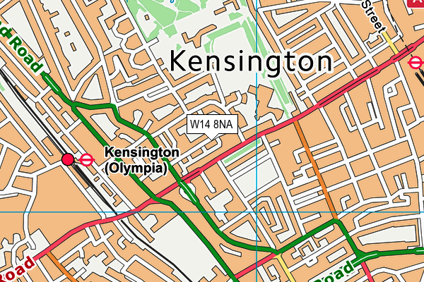 W14 8NA map - OS VectorMap District (Ordnance Survey)