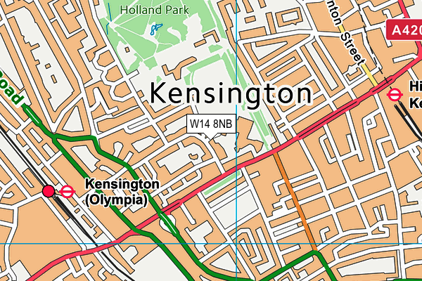 W14 8NB map - OS VectorMap District (Ordnance Survey)