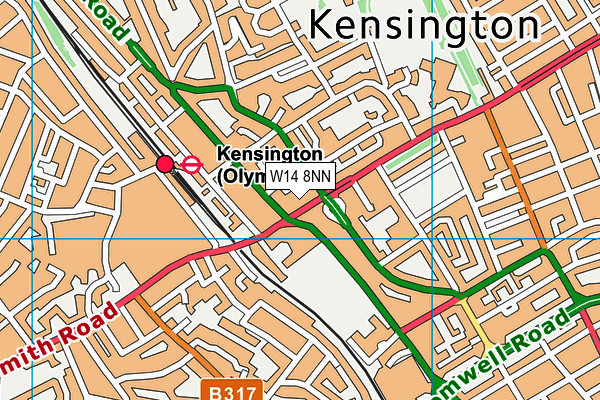 W14 8NN map - OS VectorMap District (Ordnance Survey)