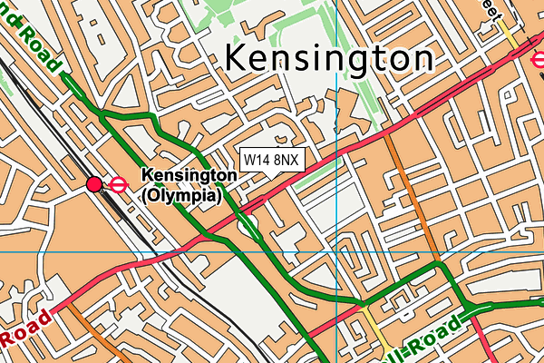 W14 8NX map - OS VectorMap District (Ordnance Survey)