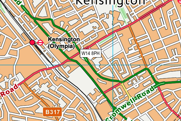 W14 8PH map - OS VectorMap District (Ordnance Survey)