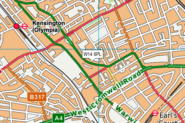 W14 8PL map - OS VectorMap District (Ordnance Survey)