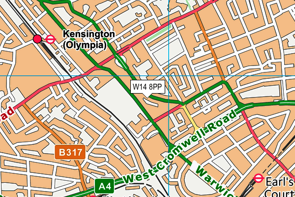 W14 8PP map - OS VectorMap District (Ordnance Survey)