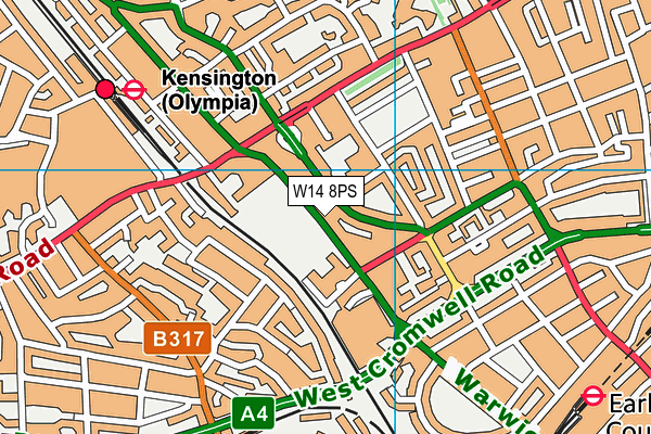 W14 8PS map - OS VectorMap District (Ordnance Survey)