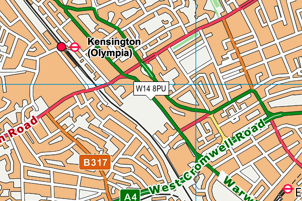 W14 8PU map - OS VectorMap District (Ordnance Survey)