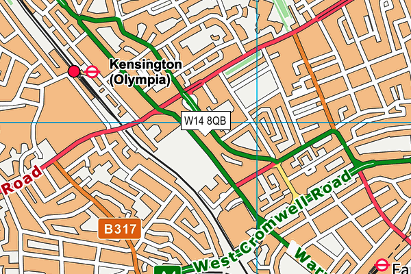 W14 8QB map - OS VectorMap District (Ordnance Survey)