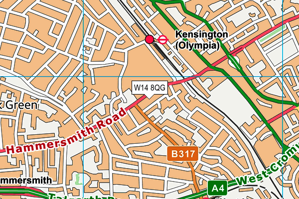 W14 8QG map - OS VectorMap District (Ordnance Survey)