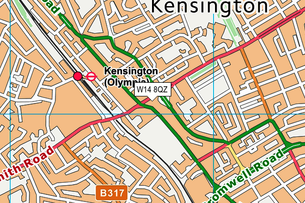 W14 8QZ map - OS VectorMap District (Ordnance Survey)