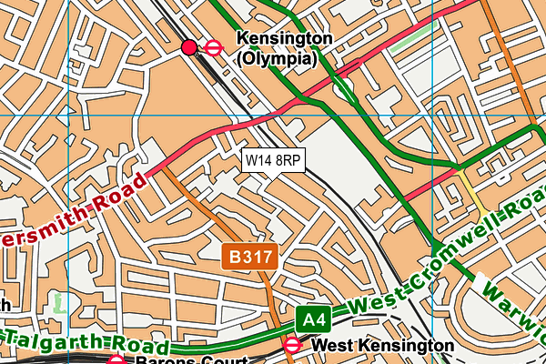 W14 8RP map - OS VectorMap District (Ordnance Survey)
