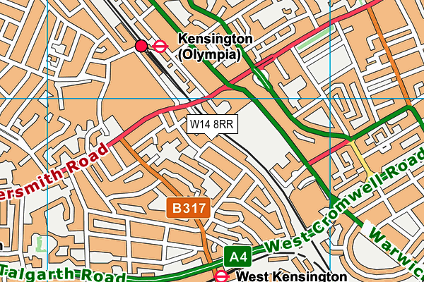 W14 8RR map - OS VectorMap District (Ordnance Survey)