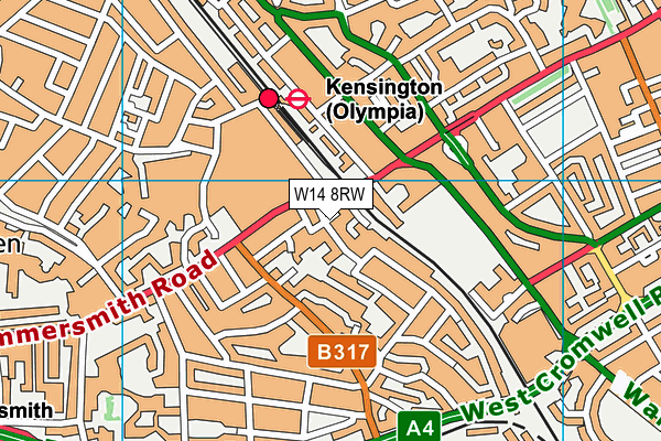 W14 8RW map - OS VectorMap District (Ordnance Survey)