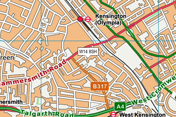 W14 8SH map - OS VectorMap District (Ordnance Survey)