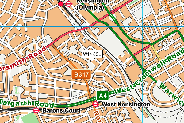 W14 8SL map - OS VectorMap District (Ordnance Survey)