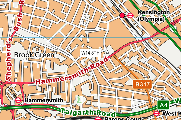 W14 8TH map - OS VectorMap District (Ordnance Survey)